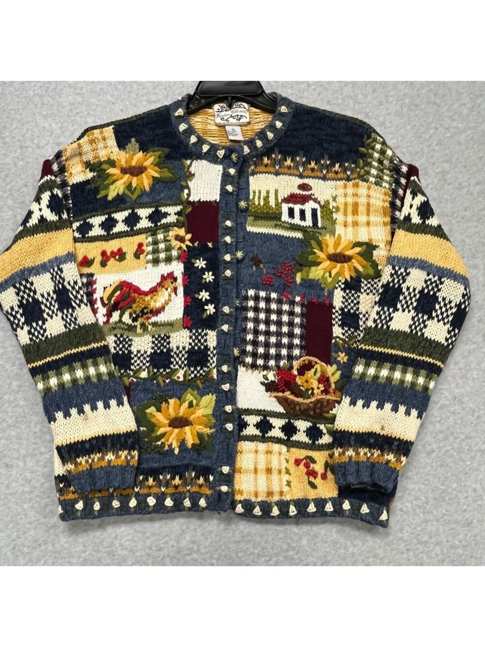 VTG Heirloom Collectibles Cardigan Floral Size S Embroidered Cottagecore Sweater